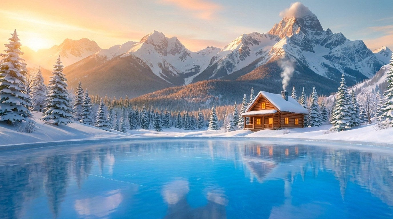 Golden-Hour Canadian Rockies Alpine Rink